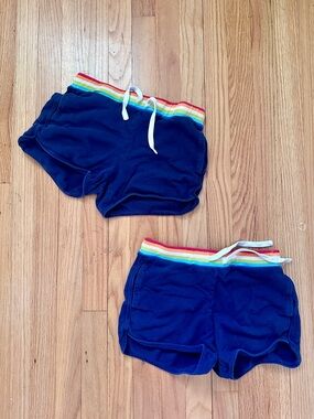 Bundle of Primary Navy Girls Shorts with Rainbow Elastic Waistband